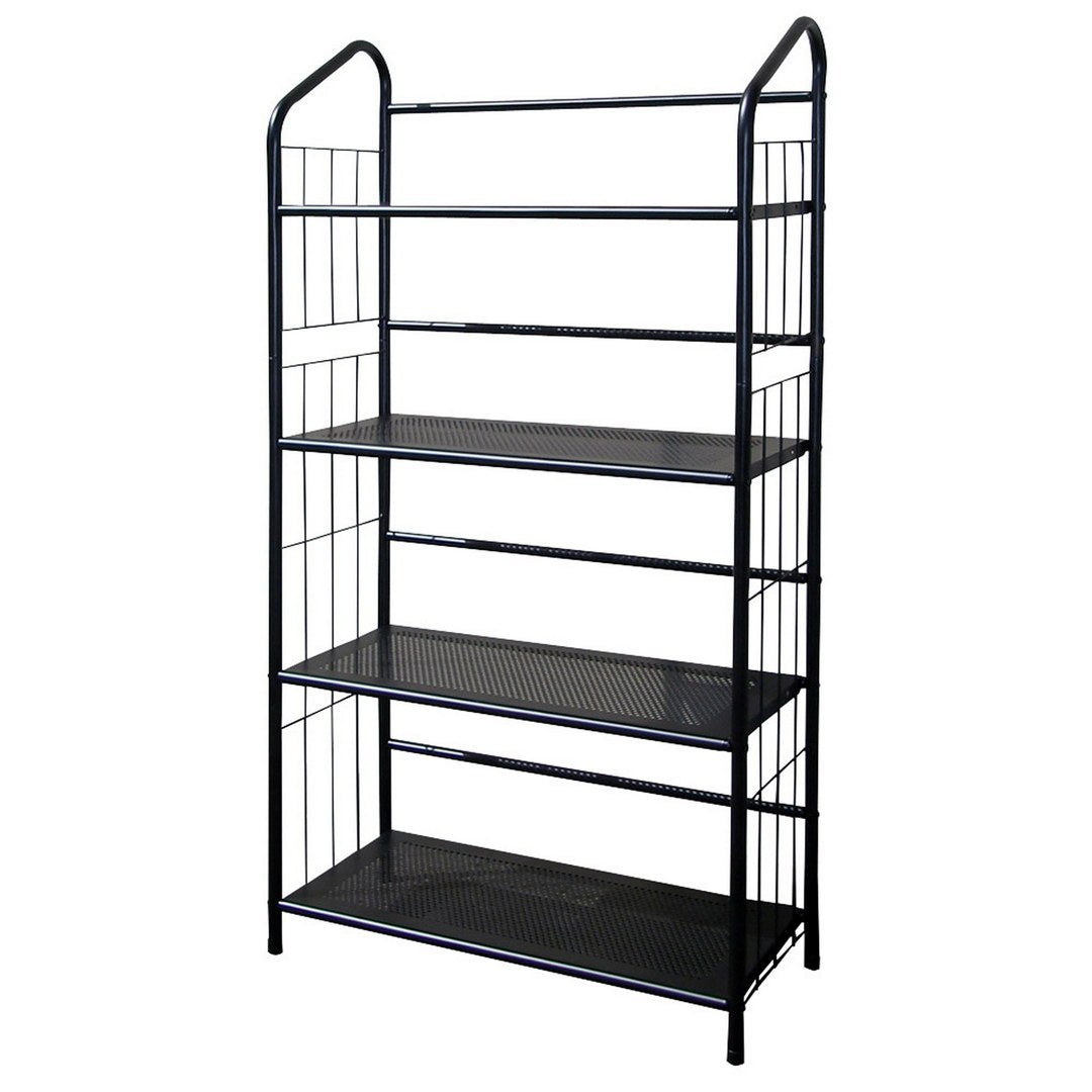 49" Tall 4-Tier Metal Standing Book Shelf, Black finish