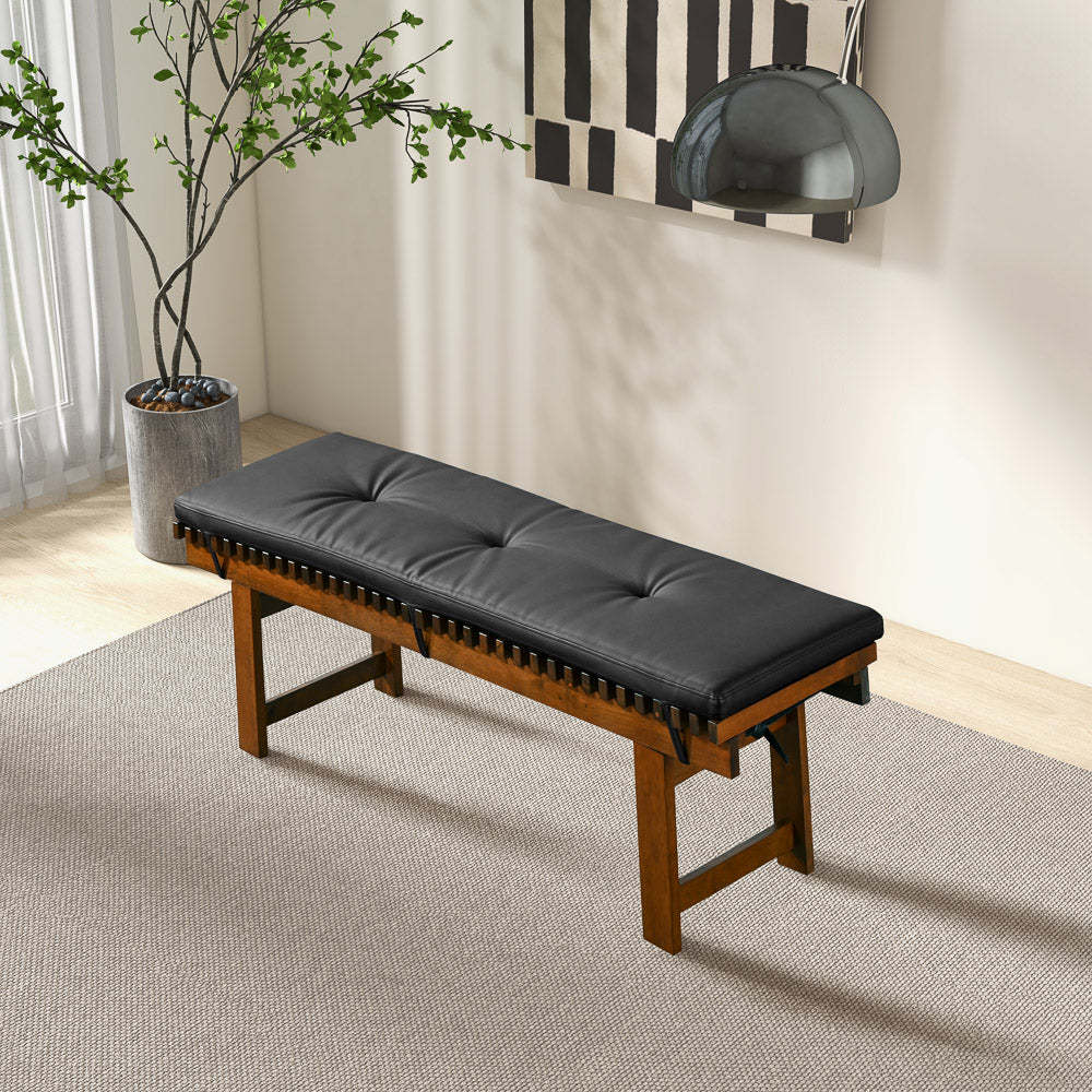 Lucia Bench in Black PU Leather
