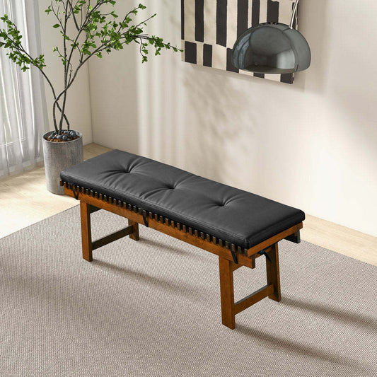 Lucia Bench in Black PU Leather