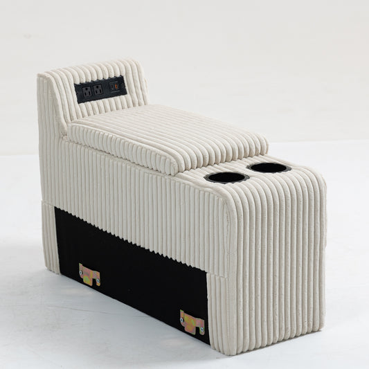 Modular Sofa  coffee table  Module with Storage function,Cupholders, USB Ports for Living Room Apartment,Beige