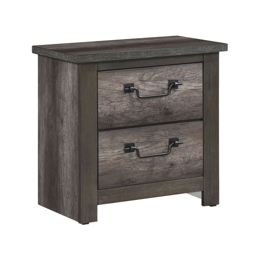 Gray Finish 2-Drawers Storage Nightstand 1pc Wooden Furniture Traditional Design Bedside Cabinet
