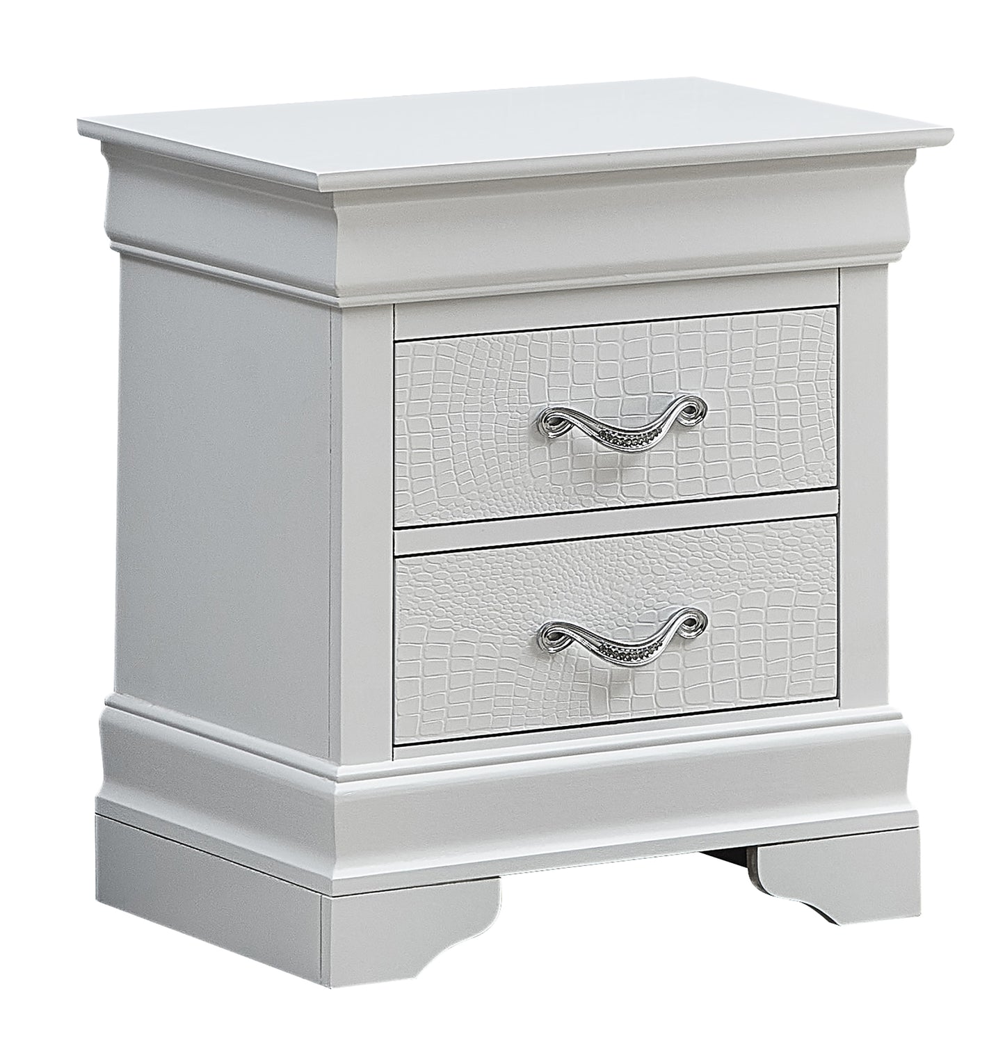 Elegant Transitional Nightstand In Silver Champagne
