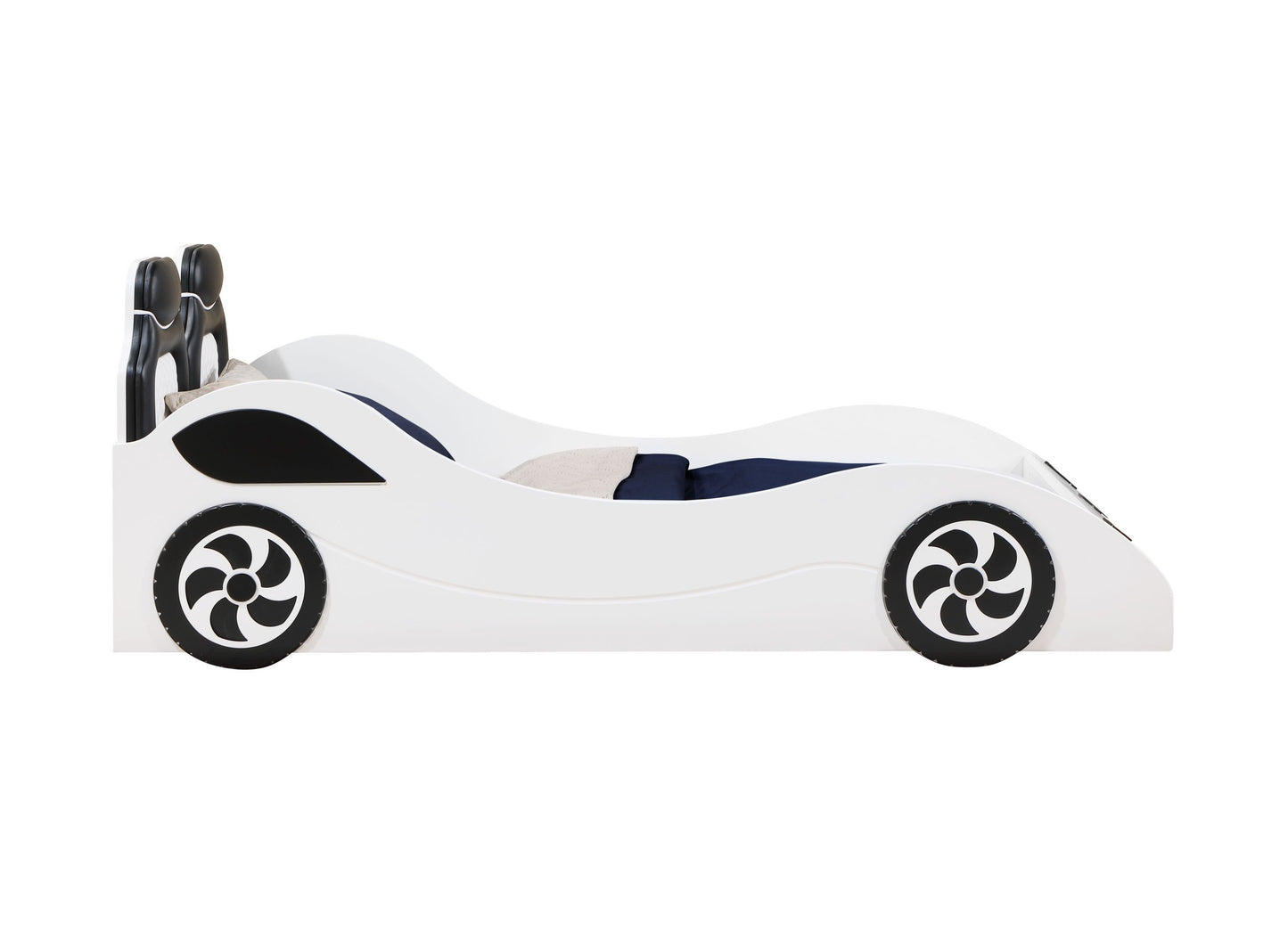 Colen White Finish Twin Car Bed with LED