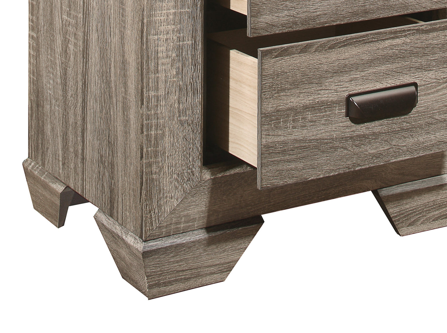 Natural Finish 1pc Nightstand Flat Cup Pulls Two Dovetail Drawers Wooden Bed Side Table Bedroom Furniture