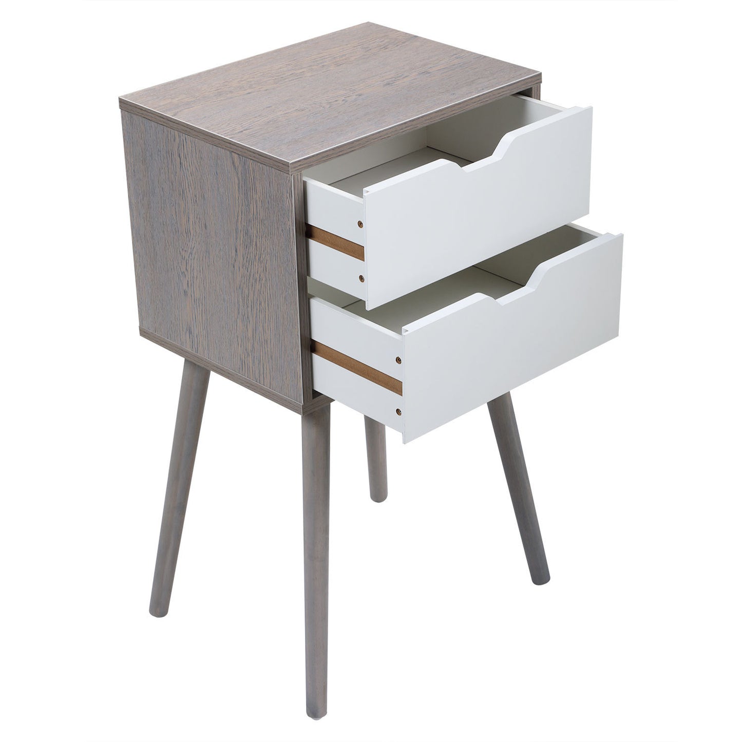 Set of 2 Bedside Table with Two Drawer Storage Design for Living Room Sofa - Gray
