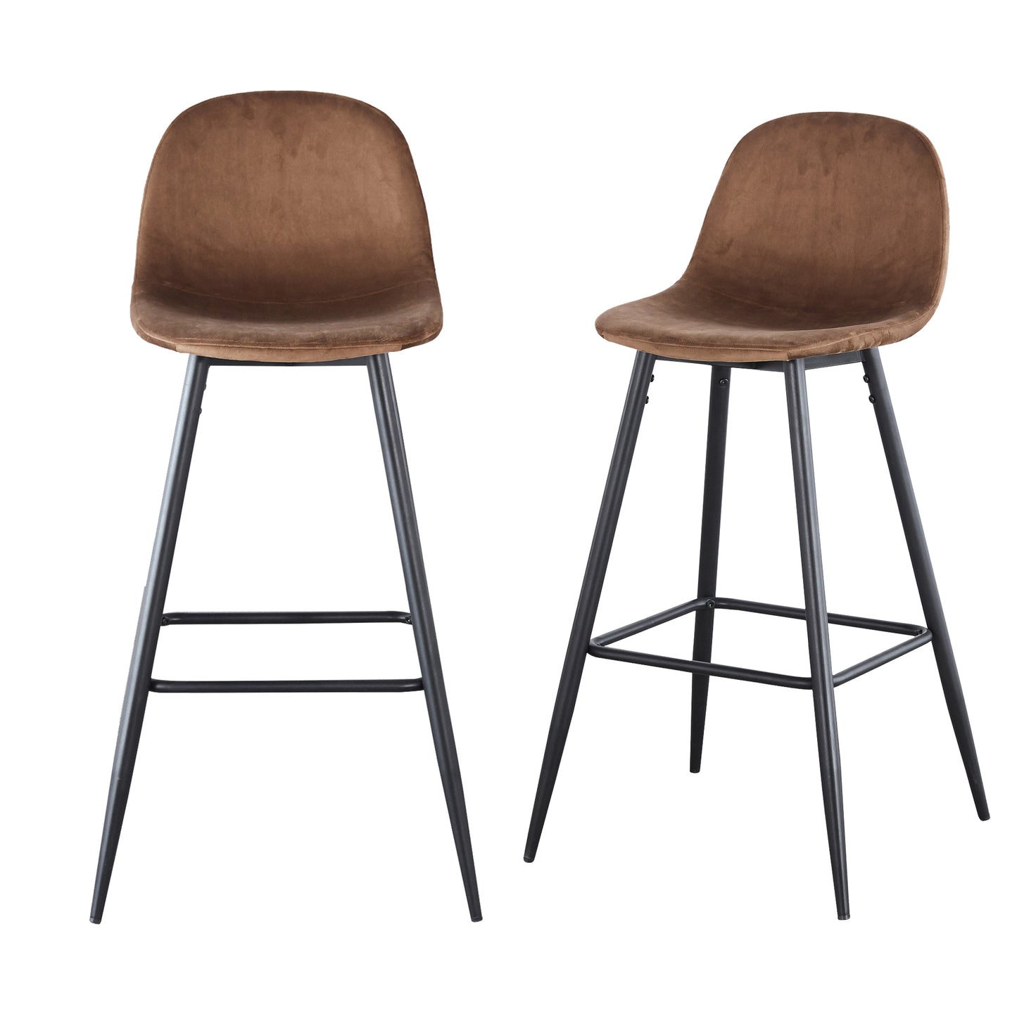 Bar Stools Set of 2, 30 Inches Velvet Barstool Modern Counter Bar Height Chair with Back, Sturdy Metal Legs & Footrests, Easy Assembly, Island Stool for Kitchen Bar