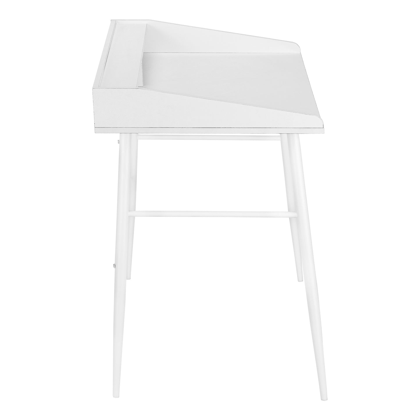 Computer Desk, Home Office, Laptop, Storage Shelves, 48"l, Work, White Laminate, White Metal, Contemporary, Modern