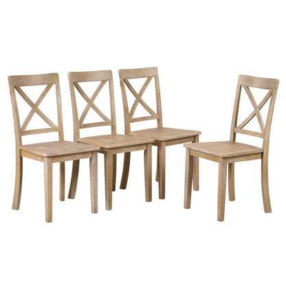 Modern Dining Table Set for 4,Round Table and 4 Kitchen Room Chairs,5 Piece Kitchen Table Set for Dining Room,Dinette,Breakfast Nook,Natural Wood Wash