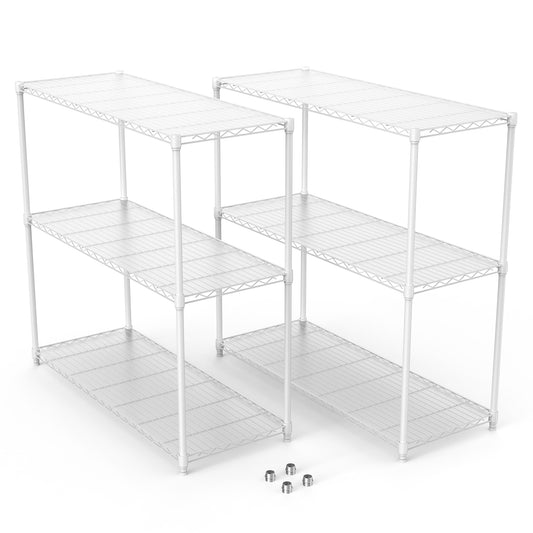 2 Pack 3 Tier Shelf Wire Shelving Unit,  2P-3TWL1848-W-LKJ