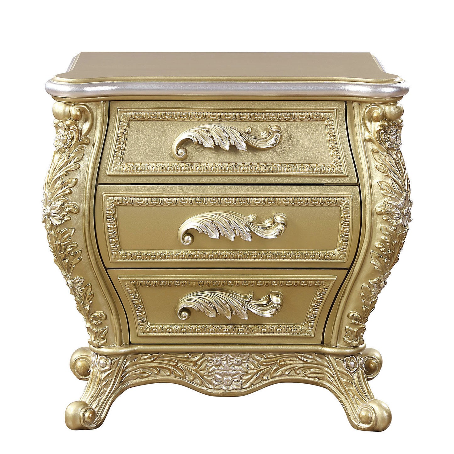 Gold 3-Drawer Nightstand