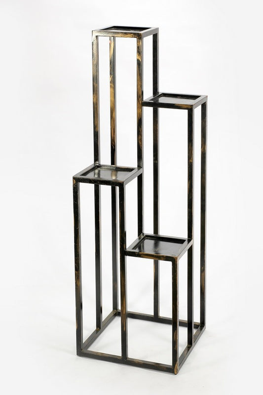 47.25" 4 Tier Black / Gold Cast Metal Plant Stand