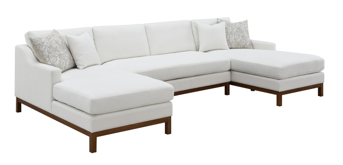 Valiant Ivory Chenille Sectional Sofa W/4 Pillows