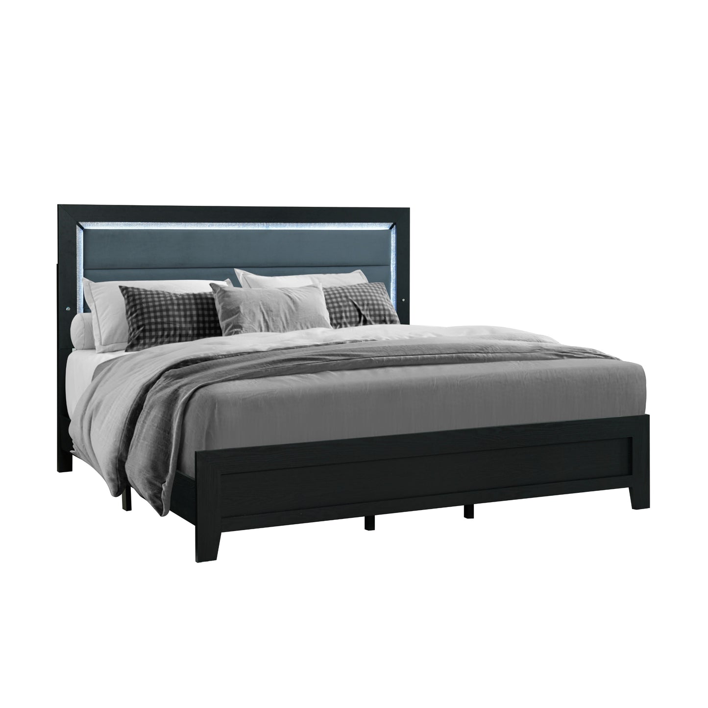 CARLOS BLACK QUEEN BED WITH LED