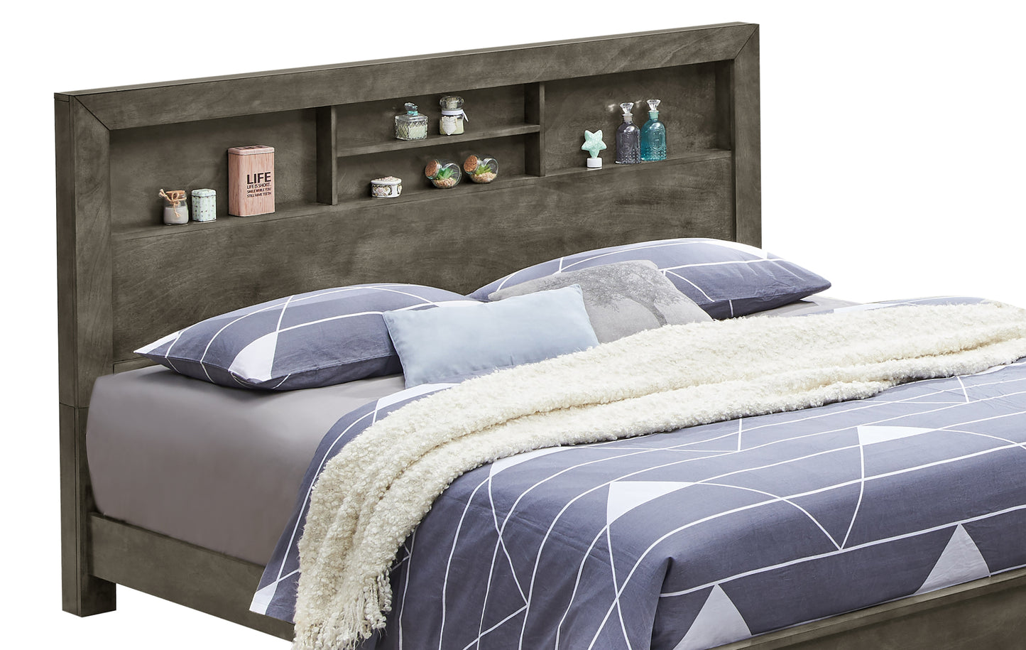 Elegant Transitional Gray Frame Bed
