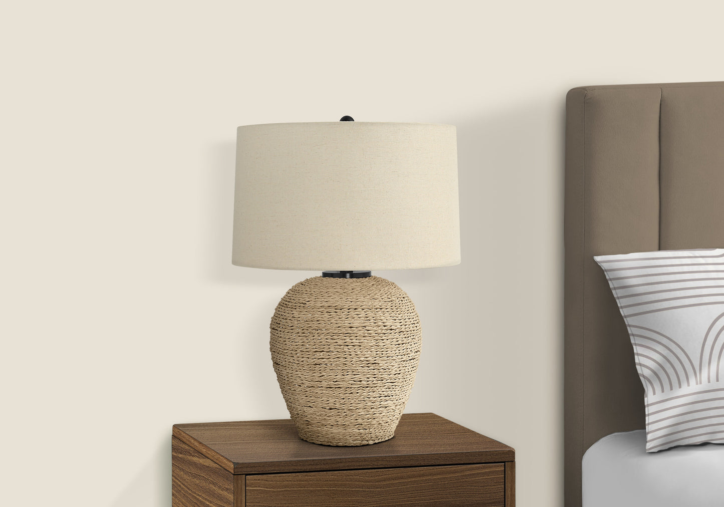 Lighting, 25"h, Table Lamp, Rattan, Beige Shade, Transitional