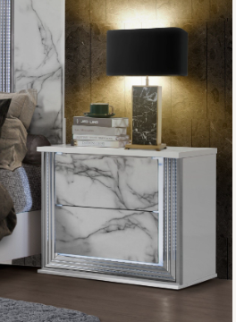 MOON WHITE MARBLE NIGHTSTAND WITH LED