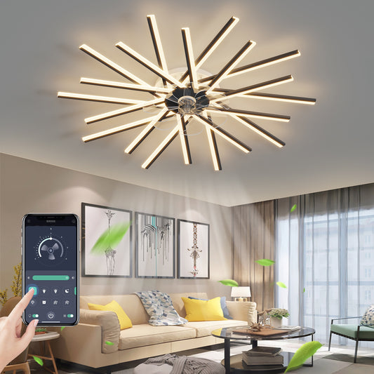 45In Ceiling Fan with Lights Remote Contro Dimmable LED,6 Gear Wind Speed Fan Light