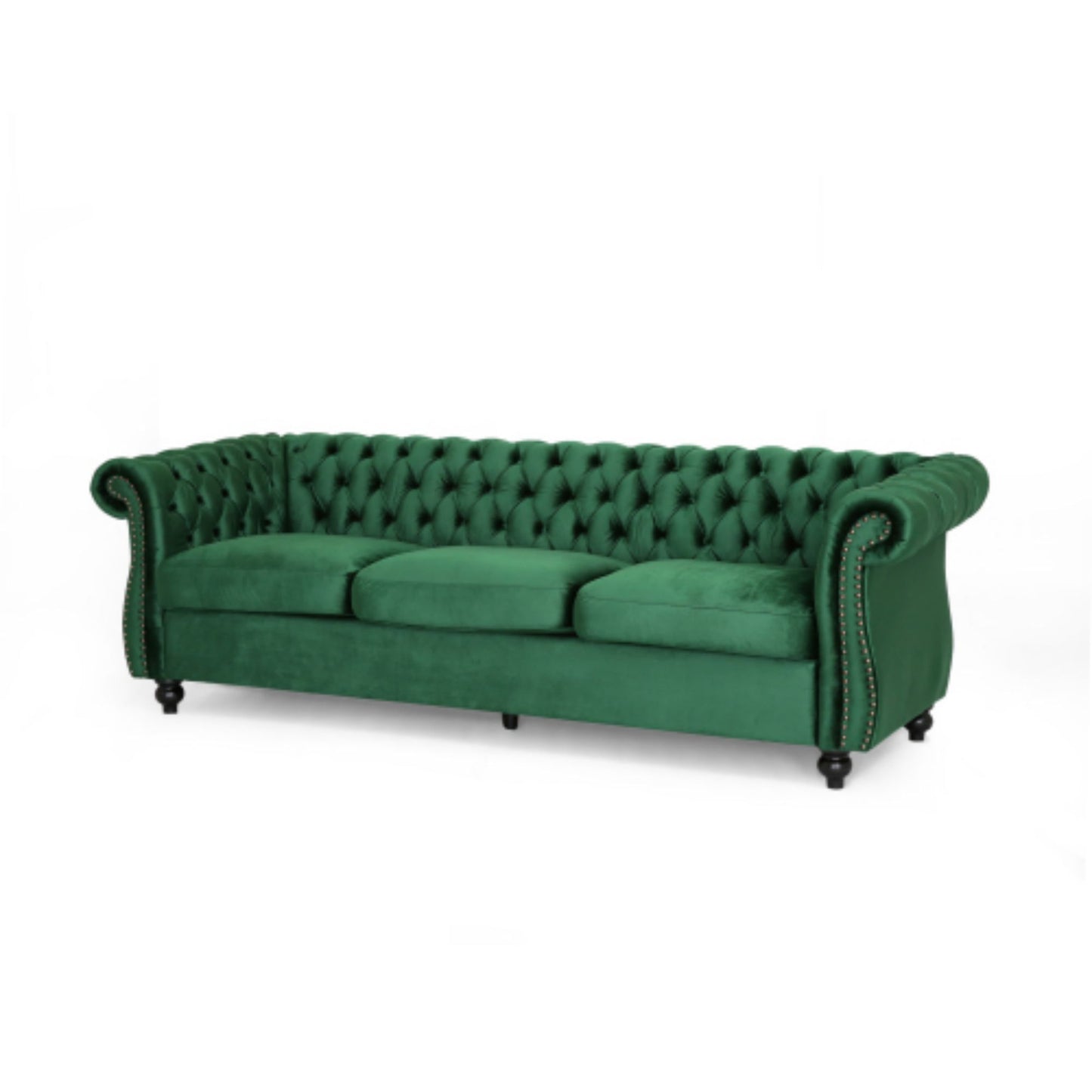 Durable 3-Seater Emerald Velvet Sofa, Combining Luxurious Comfort with Christmas Design, Perfect for Elegant Living Spaces, Featuring Plush Upholstery for Relaxation and a Touch of Sophisticated Style