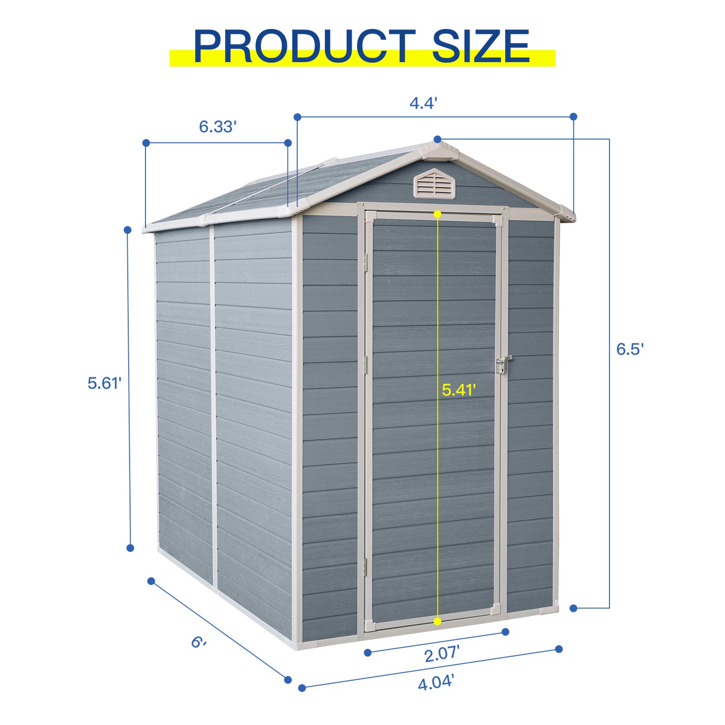 4x6ft Resin Outdoor Storage Shed with Floor and Lockable Doors for Patio,Yard,Lawn ,Grey