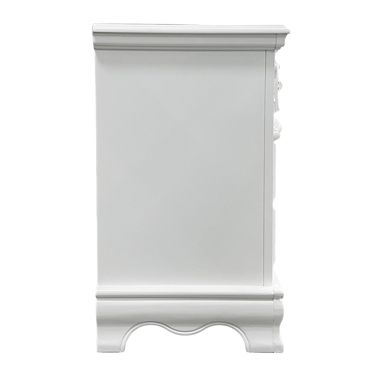 White 2-Drawer Nightstand with Floral Motifs