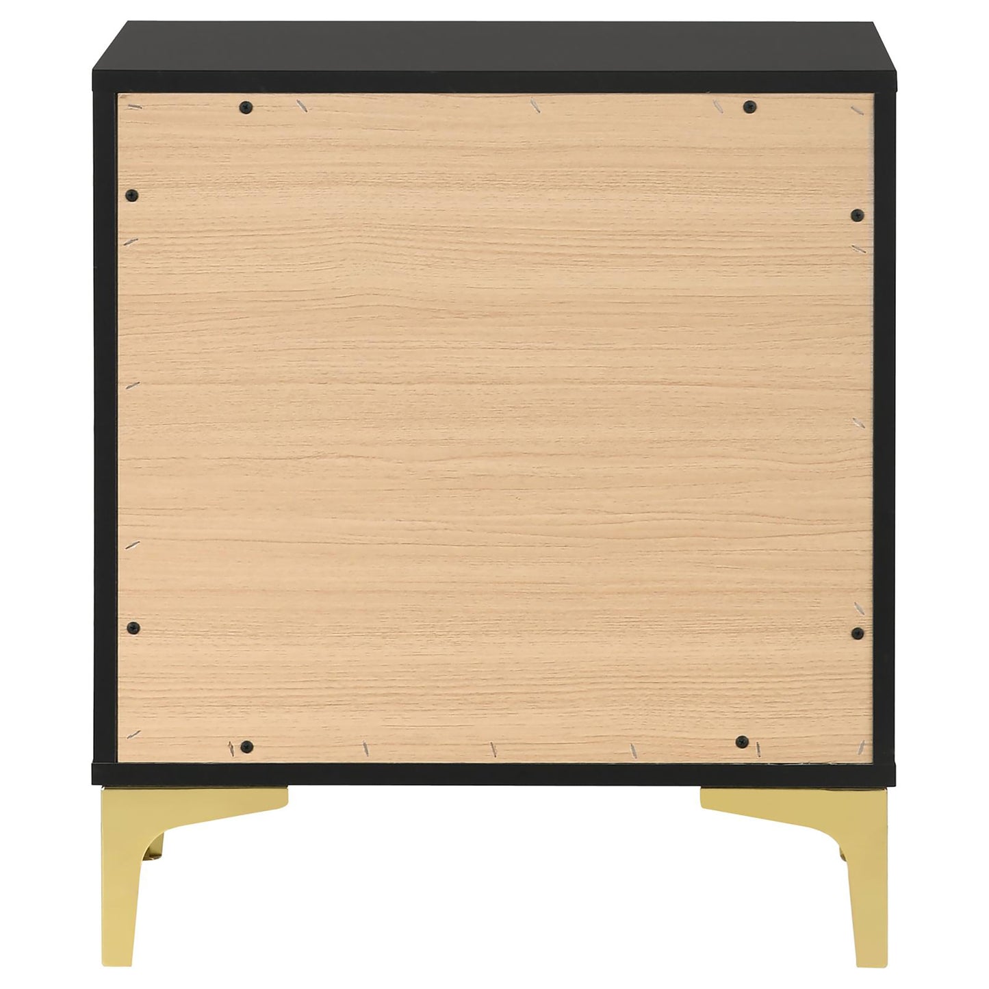 Black and Gold 2-Drawer Rectangular Nightstand