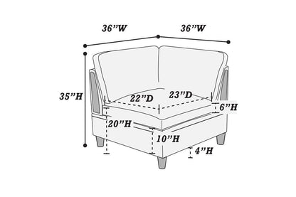 Living Room Furniture 5pc Modular Sofa Set Light Grey Dorris Fabric Couch 2x Corner Wedges 1x Armless Chair And 2x Ottoman