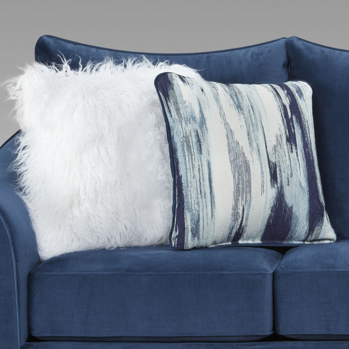 Camero Fabric Pillowback 3-Piece Sofa Set, Navy Blue