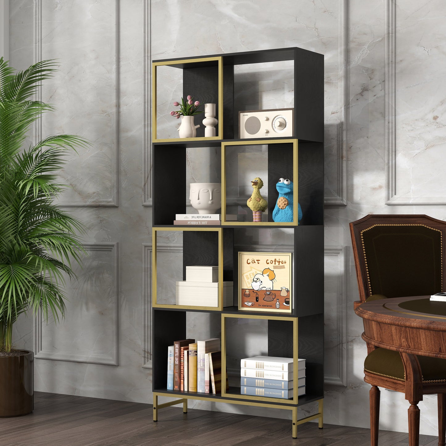 4-Tier Storage Shelves, Bookcase Display Storage Shelf Corner Shelf for Small Space, Living Room