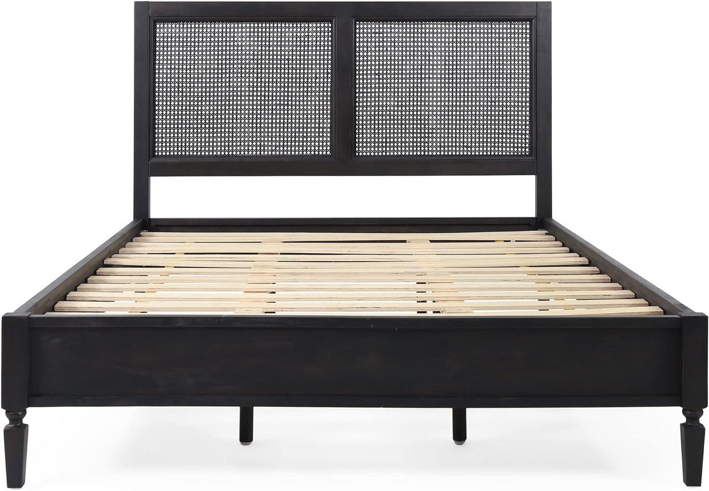 Queen Bed - Acacia Wood and Rattan