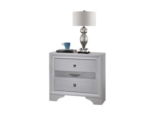 Traditional 2 Drawer Nightstand made with Wood in White