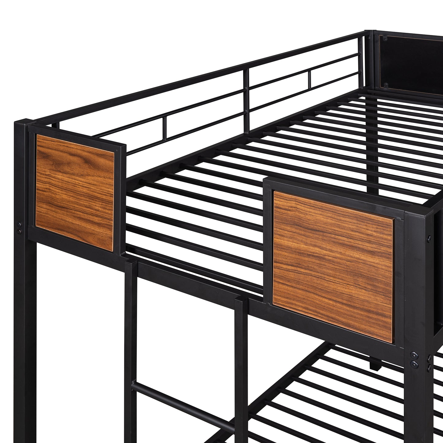 Twin-over-twin bunk bed modern style steel frame bunk bed with safety rail, built-in ladder for bedroom, dorm, boys, girls, adults (OLD SKU:MF190839AAD)