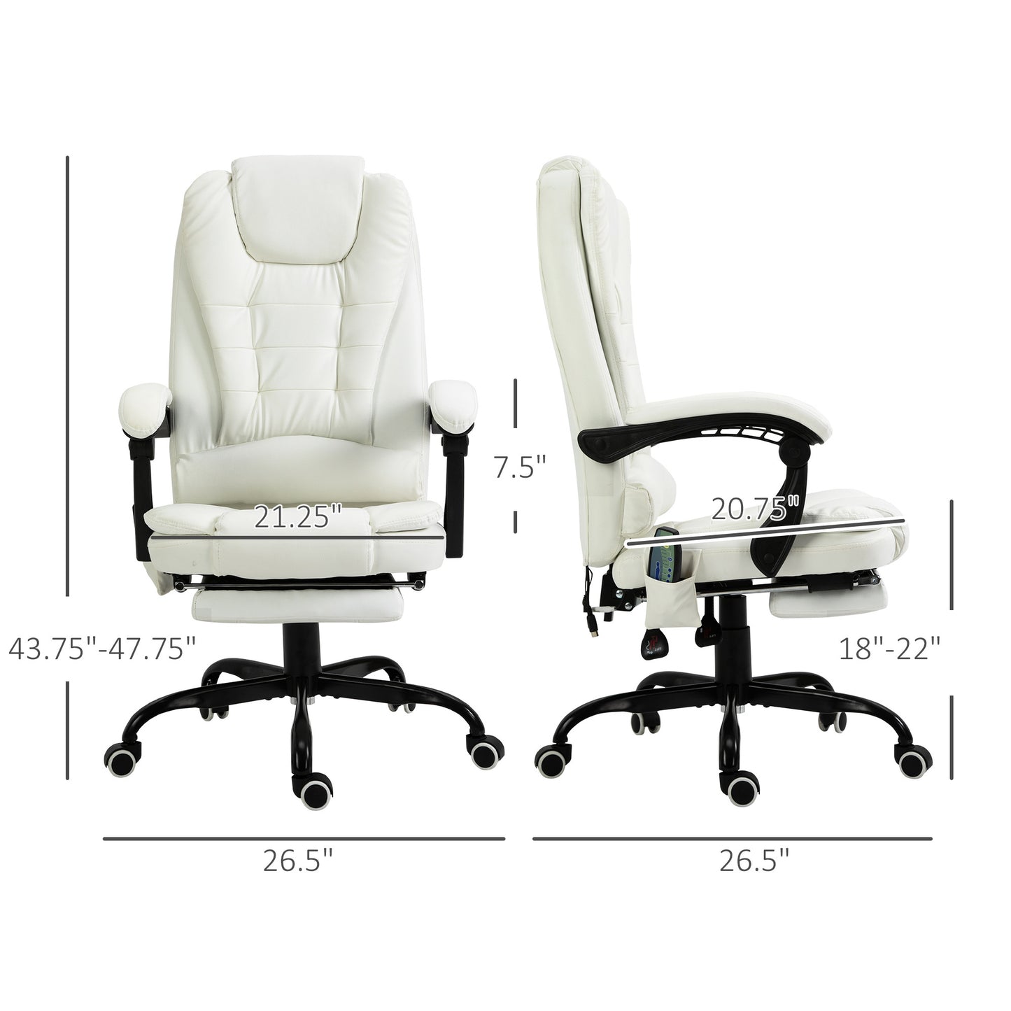 Vinsetto 7-Point Vibrating Massage Office Chair, High Back, White