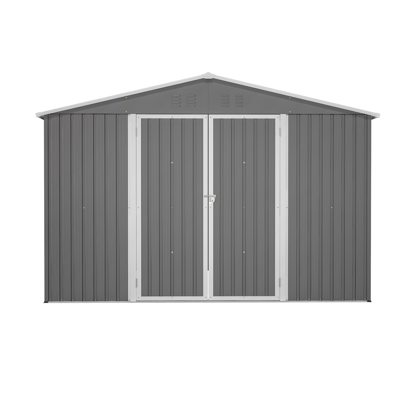 10 x 10 FT Outdoor Storage Shed, Large Metal Tool Sheds with Updated Frame Structure and Lockable Doors, Garden Shed for Backyard Garden Patio Lawn, Grey