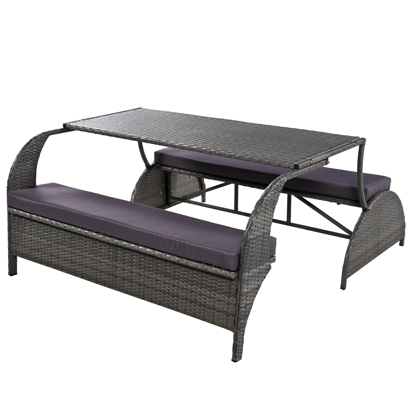 U_STYLE Versatile outdoor loveseat that converts to four seats and a table, suitable for gardens and lawns