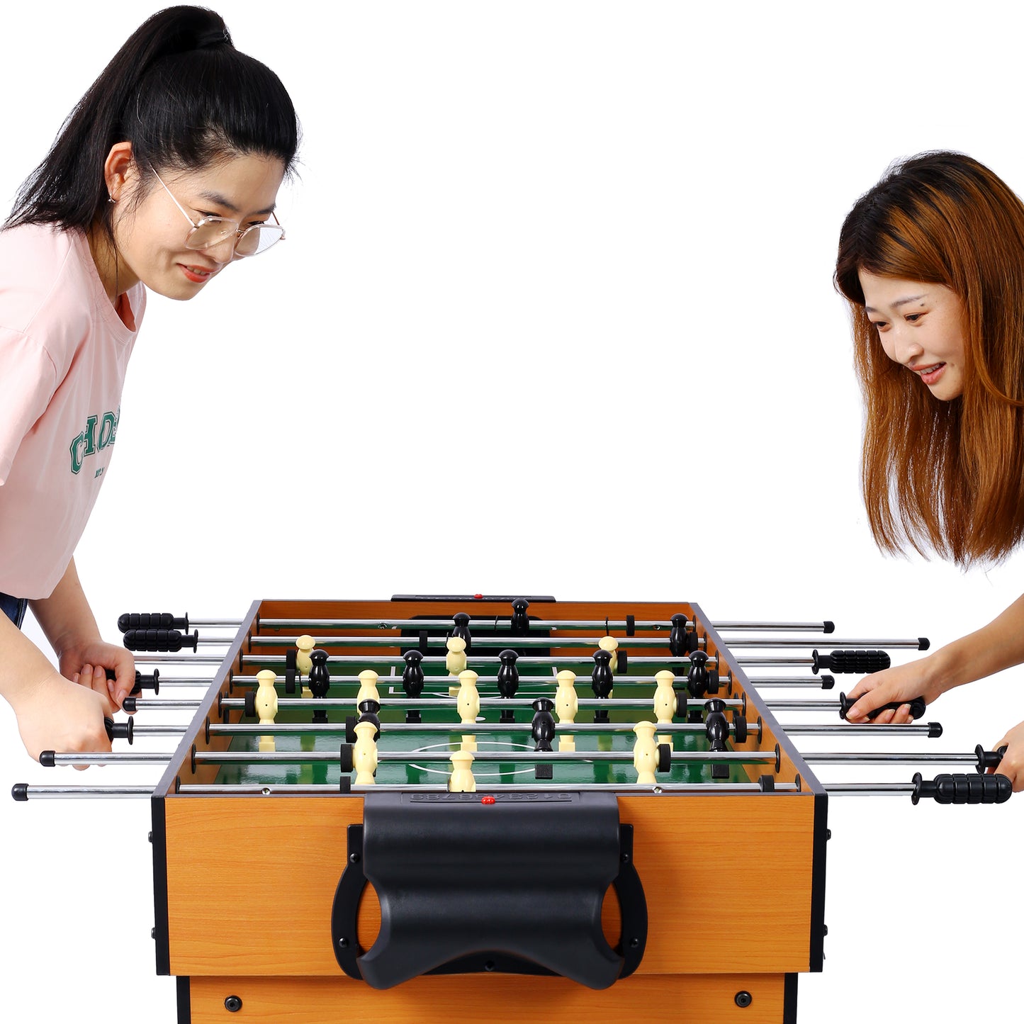 5-in-1 Multi-Game Table - Billiards, Push Hockey, Foosball, Ping Pong, and Basketball  brown /blue