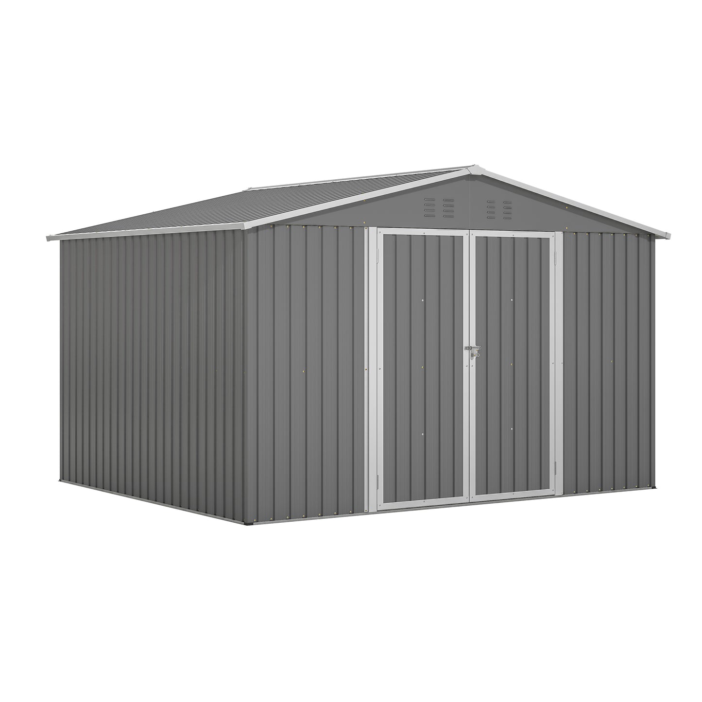 10X8 FT Outdoor Storage Shed, All Weather Metal Sheds withLockable Doors, Tool Shed for Garden, Patio, Backyard, Lawn, Grey