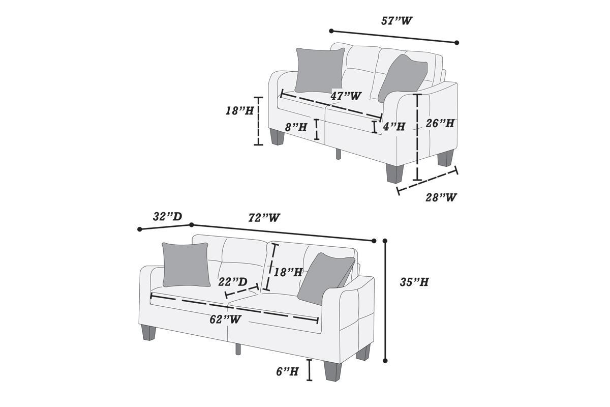 Living Room Furniture 2pc Sofa Set Chocolate Polyfiber Sofa And Loveseat w pillows Cushion Couch