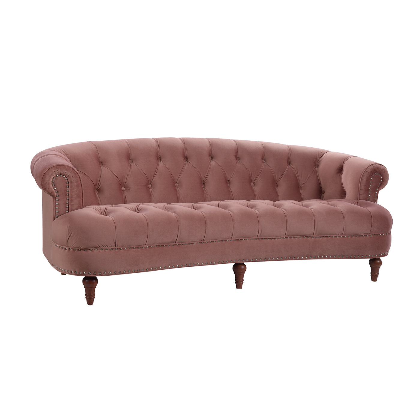 La Rosa Victorian Chesterfield Tufted Sofa, Ash Rose Pink Velvet