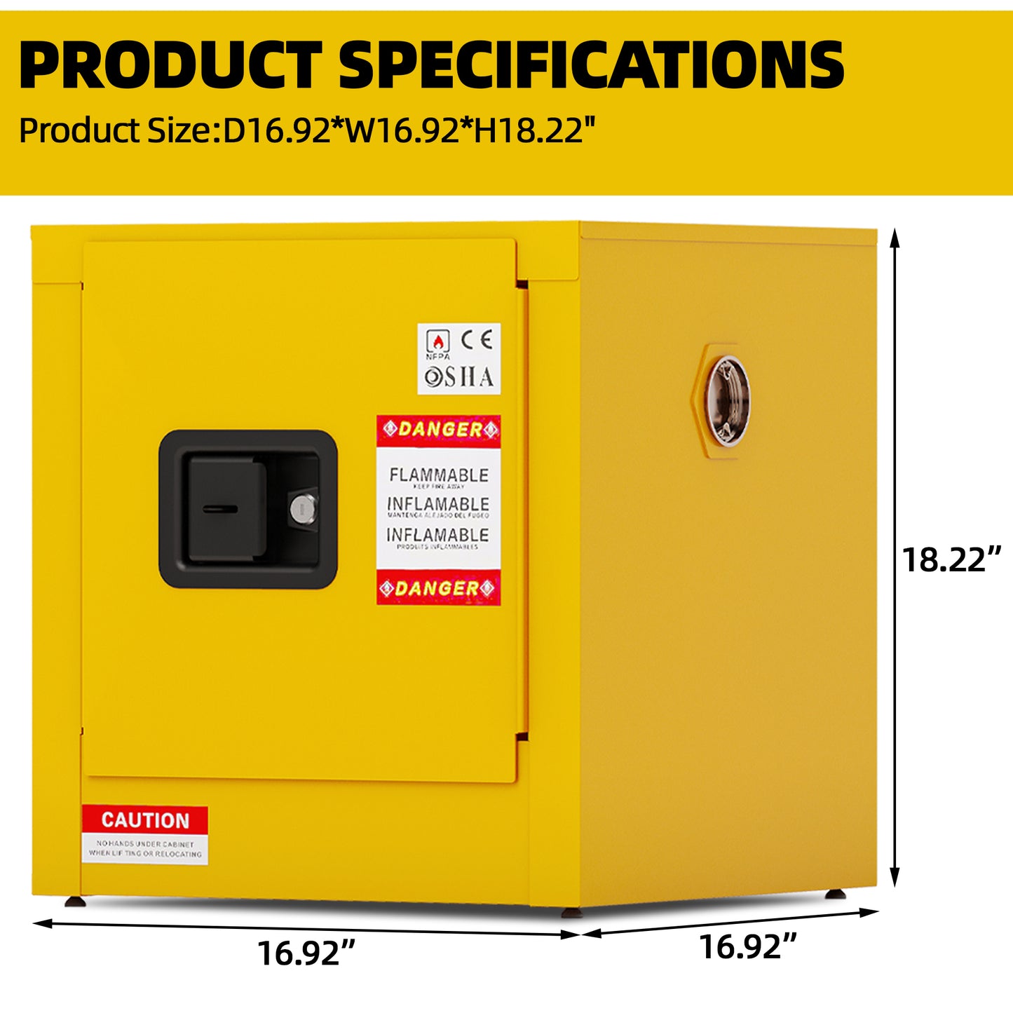 Flammable Safety Cabinet, Galvanized Steel, Laboratory Cabinets Explosion-Proof Cabinets Anti-Corrosion Chemical Reagents Instruments Protection Supplies Cabinet