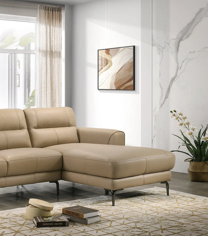 Top Grain Leather Taupe 2pc Sectional Set Right Facing Chaise Left Facing Sofa Living Room Furniture