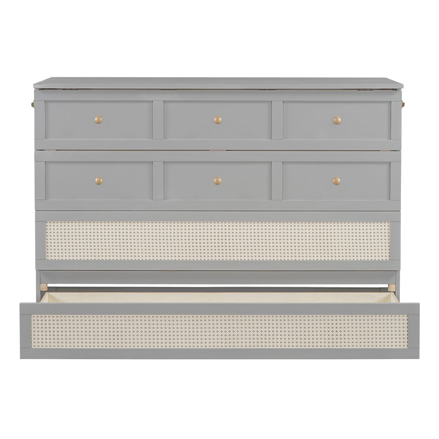 Queen Murphy Bed with Large Drawers,Gray