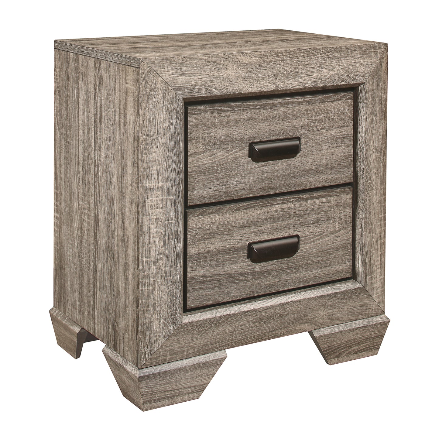Natural Finish 1pc Nightstand Flat Cup Pulls Two Dovetail Drawers Wooden Bed Side Table Bedroom Furniture