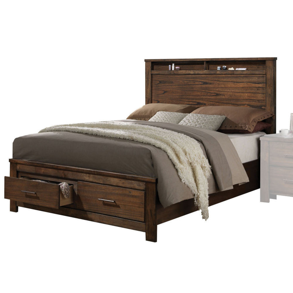 Merrilee Oak Finish EK Bed W/Storage