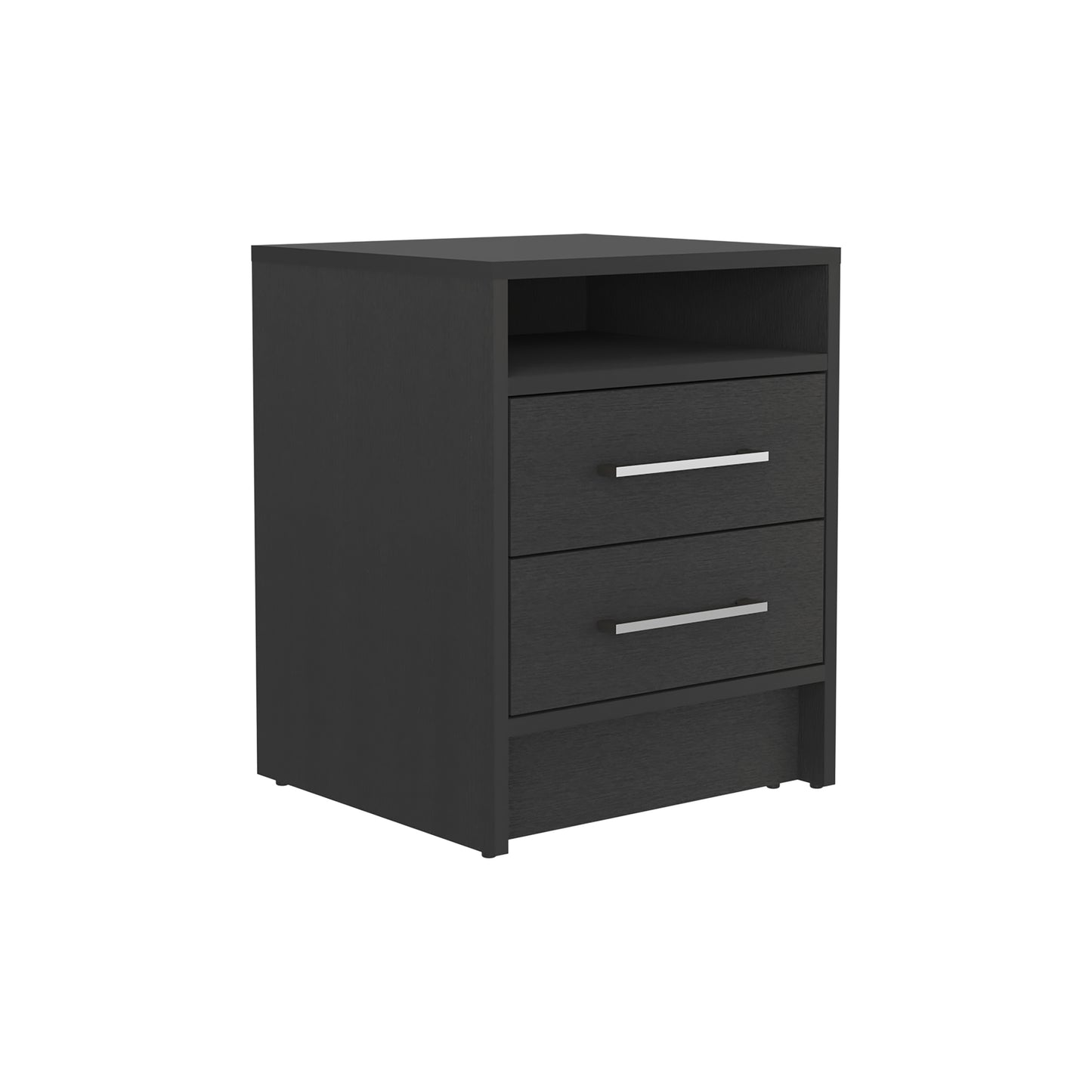 Nightstand 20"H, Two Drawers, Superior Top, Metal Handles, Black