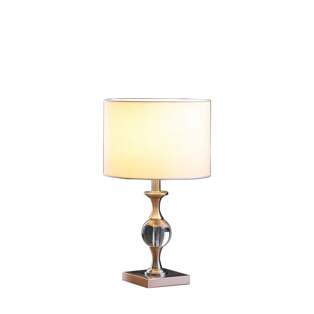 19.75" Satin Nickel Solid Crystal Orb Metal Table Lamp in Silver