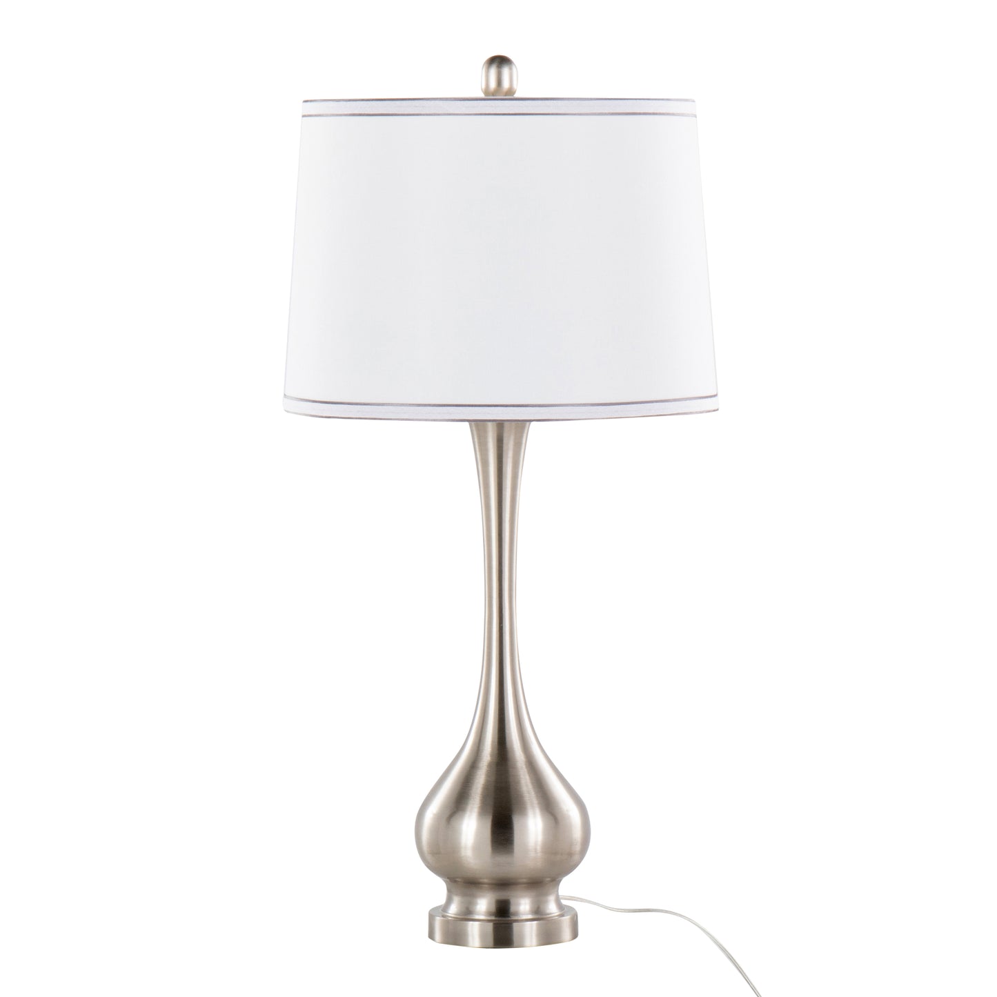 Cairo 28.75" Contemporary Metal Table Lamp in Brushed Nickel and White Linen Shade with Silver Trim from Grandview Gallery by LumiSource - Set of 2