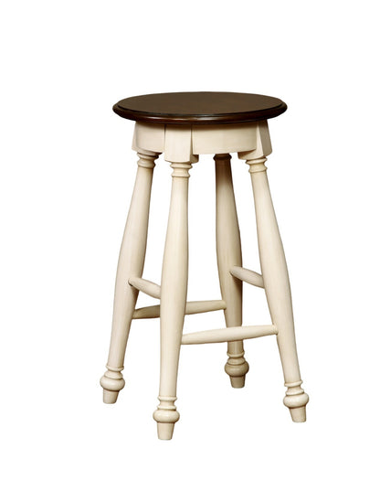 Off-White 2pc Stools Transitional Style Solid wood Cherry Wooden Seat Turned Legs Stool Dining Room