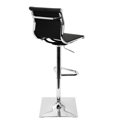 Masters Contemporary Adjustable Barstool with Swivel in Black Faux Leather by LumiSource