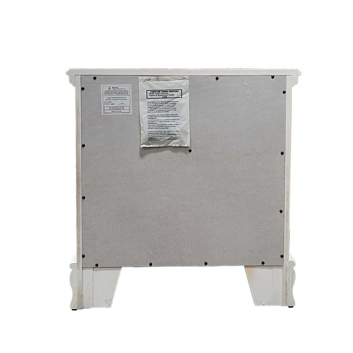 White 2-Drawer Nightstand with Floral Motifs