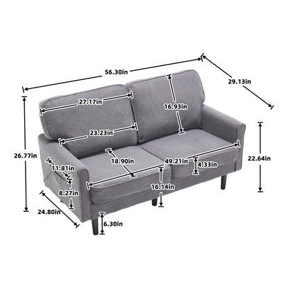 COOLMORE Loveseat Sofa, Mid Century Modern Love Seat, 2 Seater Sofa Couches for Living Room, Small Couch with USB & Removable Pillow Cover, Comfy Couch for Bedroom, Apartment (Gray)